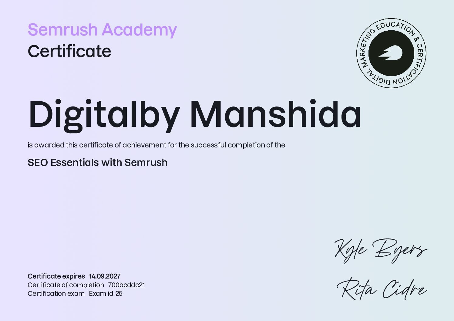 Home Digitalby Manshida 25 CERTIFICATE 4 Pdf